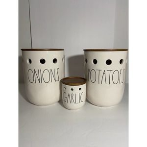 Rae Dunn Onions, Garlic, and Potatoes Cellars